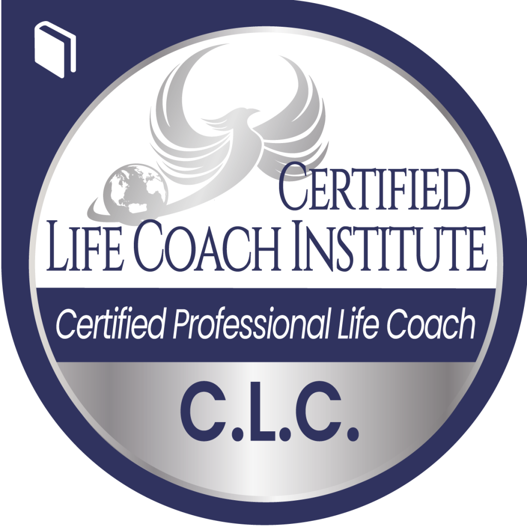 A badge that says certified life coach institute.